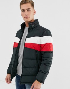 Черная дутая куртка со вставками Threadbare
