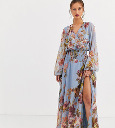 Присборенное платье макси с цветочным принтом ASOS DESIGN