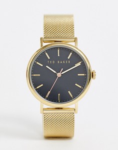 Золотистые часы с сетчатым ремешком Ted Baker
