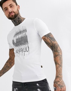 Белая облегающая футболка с принтом G-Star