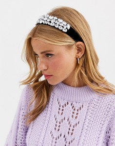 Черный ободок с прозрачными камнями Pieces