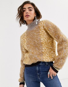 Пушистый джемпер с полосатыми манжетами и звериным рисунком Object