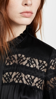 FRAME Paneled Lace Long Sleeve Top