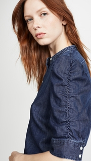 FRAME Shirred Sleeve Button Up