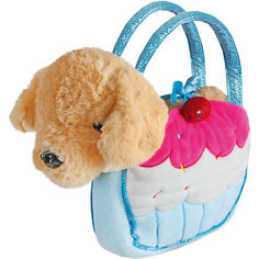 Мягкая игрушка Fluffy Family "Щенок в сумочке-пирожное", 21 см, коричнево-голубая