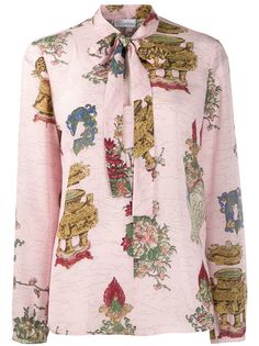 Red Valentino рубашка с бантом и принтом