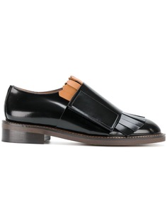 Marni лоферы с бежевой бахромой