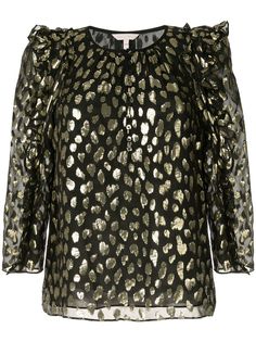 Rebecca Taylor Long Sleeve LeopardMetallicTop REBECCA TAYLOR