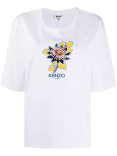 Kenzo футболка с цветочной вышивкой