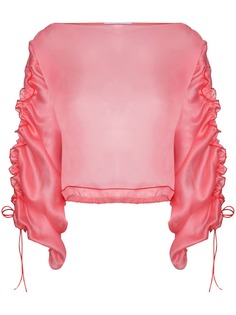 Molly Goddard полупрозрачный топ с оборками на рукавах