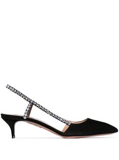 Aquazzura декорированные туфли 45 Crystal с ремешком на пятке