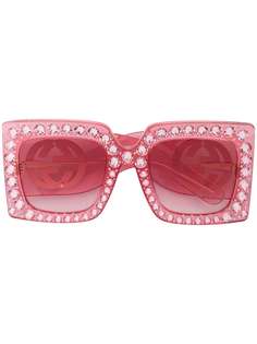 Gucci Eyewear солнцезащитные очки в массивной оправе с кристаллами