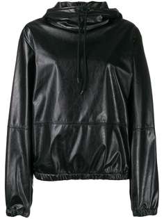 MSGM elasticated leather effect hoodie