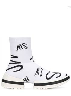 Stuart Weitzman SW-612 LOGO SOCK BOOTIESW SOCKWHT/BLK