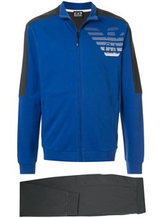 Ea7 Emporio Armani logo print zip-up jacket