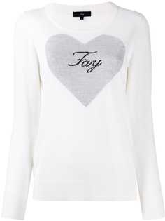 Fay heart print knitted jumper