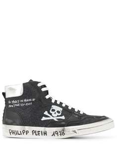 Philipp Plein высокие кеды с принтом