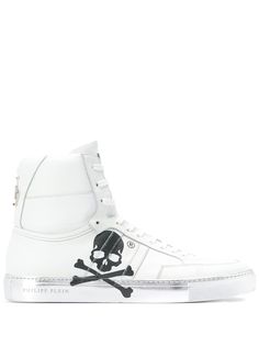 Philipp Plein высокие кеды с принтом Skull