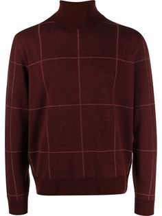 Canali checked roll-neck sweater