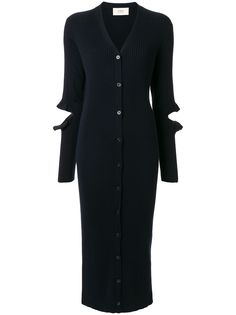 Ports 1961 cut-out sleeve ribbed cardi-coat