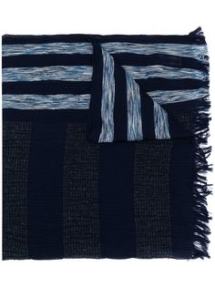 Issey Miyake Men striped frayed edge scarf