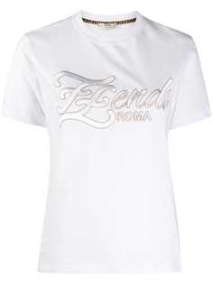 Fendi футболка с вышивкой FF Karligraphy