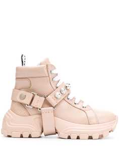Miu Miu crackled crystal embellished hi-top sneakers