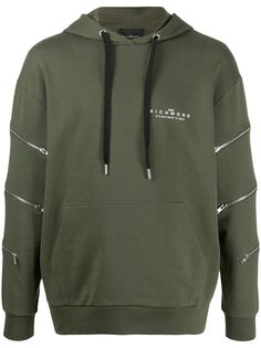 John Richmond zip-detail hooded sweatshirt