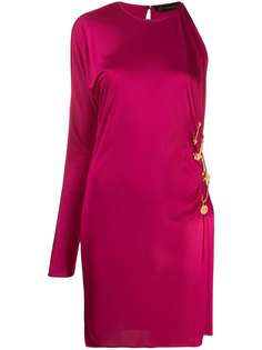 Versace платье на одно плечо с декоративными булавками
