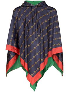 Gucci Stirrups and Web print poncho coat