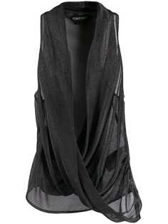 Tom Ford draped metallic threading top