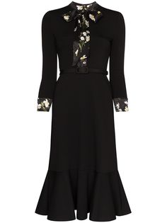 Erdem Hilma tie-neck belted midi dress