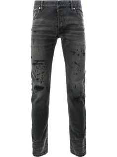Balmain узкие джинсы с протертостями