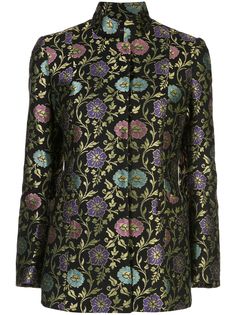 Josie Natori жаккардовый блейзер с цветочным узором