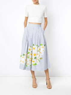 Isolda daisy print embroidered skirt