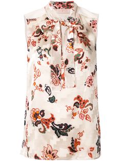 Tory Burch топ с бантом и цветочным принтом