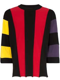 Issey Miyake striped half-sleeve jumper