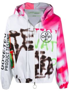 Off-White куртка с принтом и капюшоном