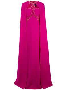 Marchesa Notte beaded embroidered cape gown