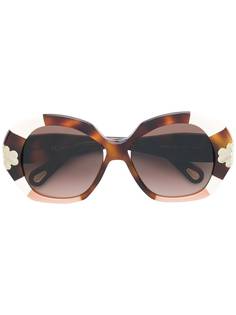 Chloé Eyewear солнцезащитные очки оверсайз в черепаховой оправе