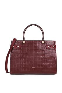 Бордовая кожаная сумка Lady Furla