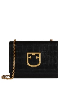 Черная сумка Viva из кожи под крокодила Furla