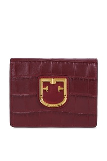Бордовый кошелек с логотипом бренда Furla