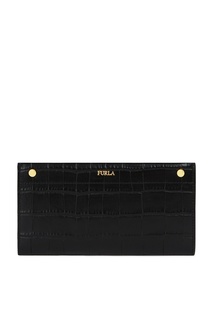 Черный кошелек из кожи под крокодила Furla