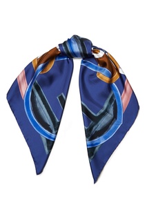 Синий платок с разноцветным логотипом Fendi