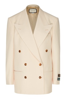 Белый двубортный пиджак Gucci