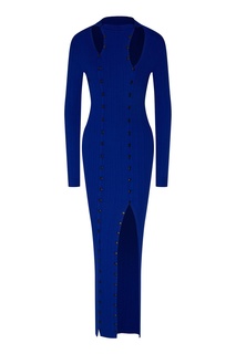 Синее трикотажное платье на пуговицах Jacquemus