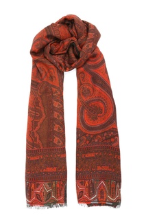 Красный шарф с орнаментом Etro