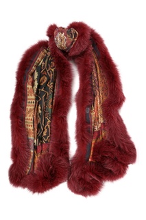 Кашемировый шарф с бордовым мехом Etro