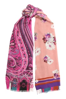 Розовый шарф с комбинированным принтом Etro